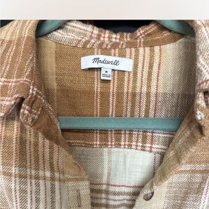 Madewell Tan and Cream Plaid Shirt
